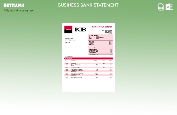 модерен стил Извод на корпоративна тековна сметка на Комерцни банка Шаблон Word 